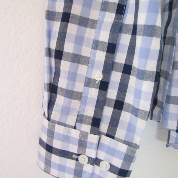 Bowery & Broome Long Sleeve Men’s Dress Shirt Medium Blue Check Button Down - Picture 5 of 5